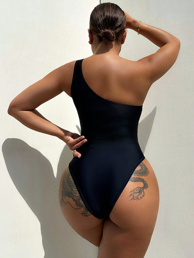 Corpo Luce - Schwarzer One-Shoulder Monokini mit Mesh