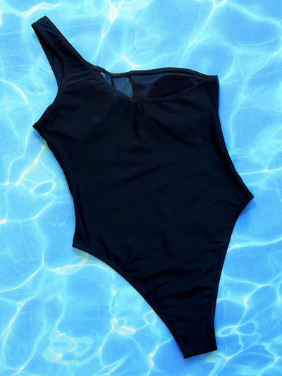 Corpo Luce - Schwarzer One-Shoulder Monokini mit Mesh