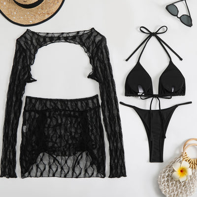 Nero Seducente – 4-Teiliges Mesh-Bikini-Set