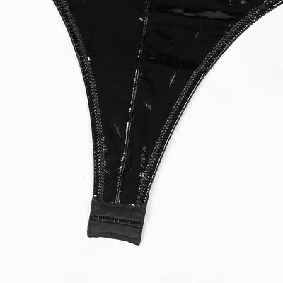 Catena Nera - Lack-Bondage-Bodysuit mit Goldketten
