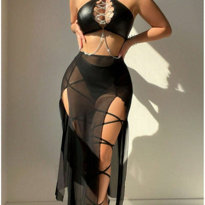 Catena Scura - Lingerie-Set mit Straps & Mesh