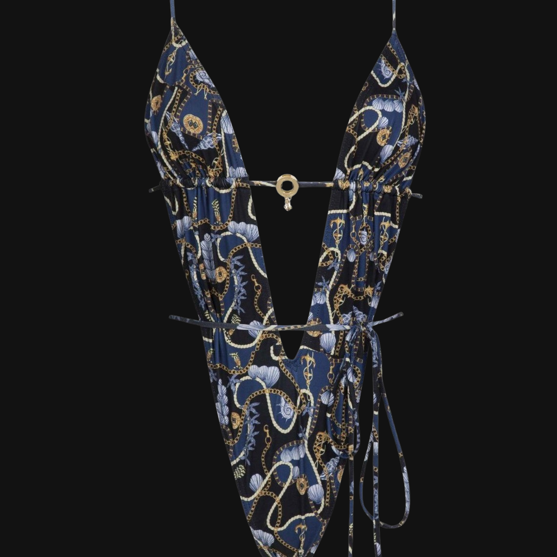 Blu Catena – Tiefer V-Monokini & Rücken-Schnürung