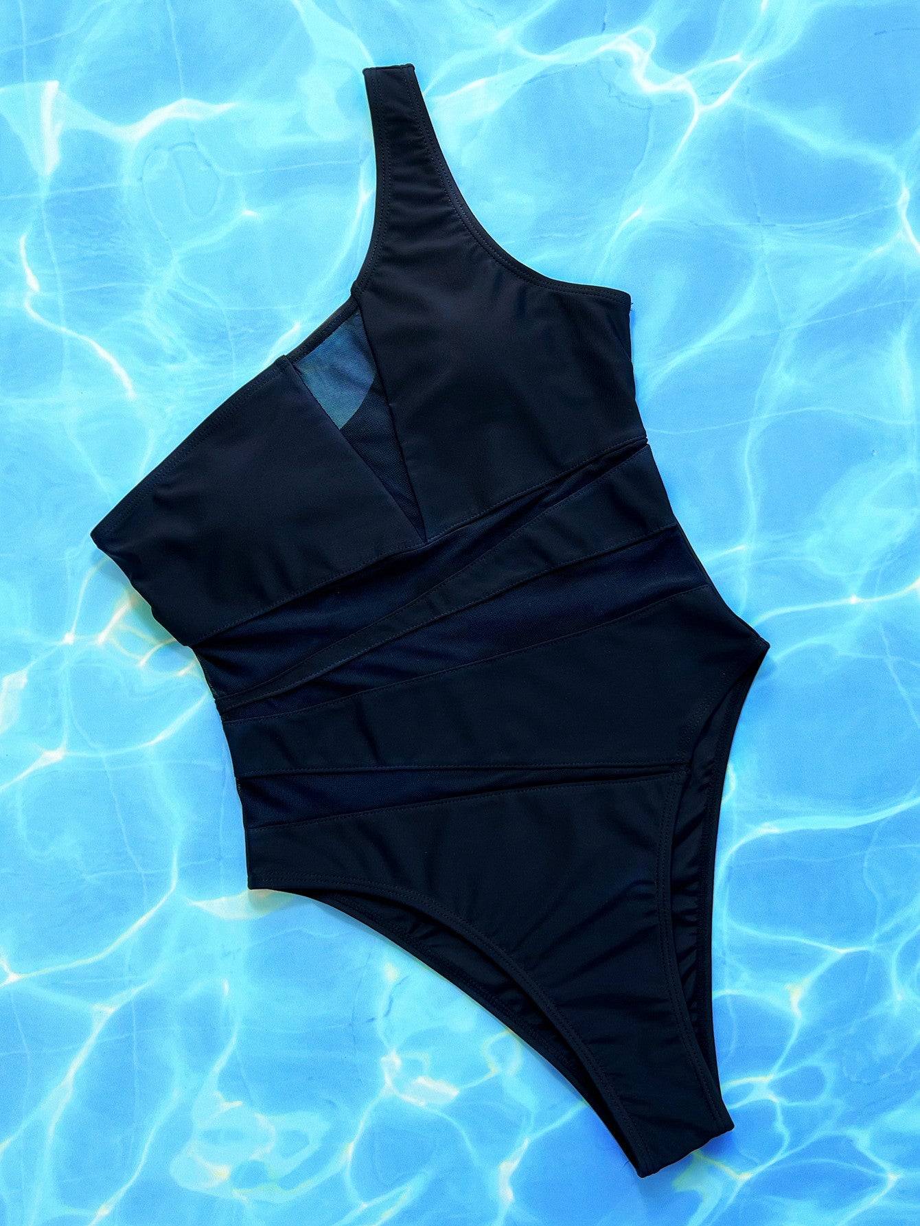 Corpo Luce - Schwarzer One-Shoulder Monokini mit Mesh