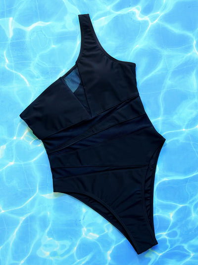 Corpo Luce - Schwarzer One-Shoulder Monokini mit Mesh